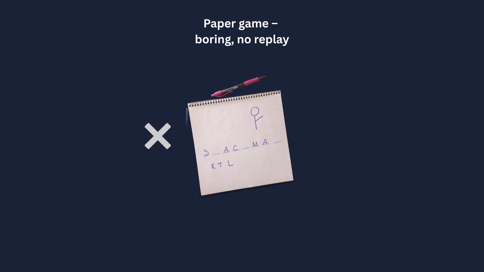 Regular paper tic tac toe game marked with a cross in a comparison banner, emphasizing the benefits of the Techify™ electronic version