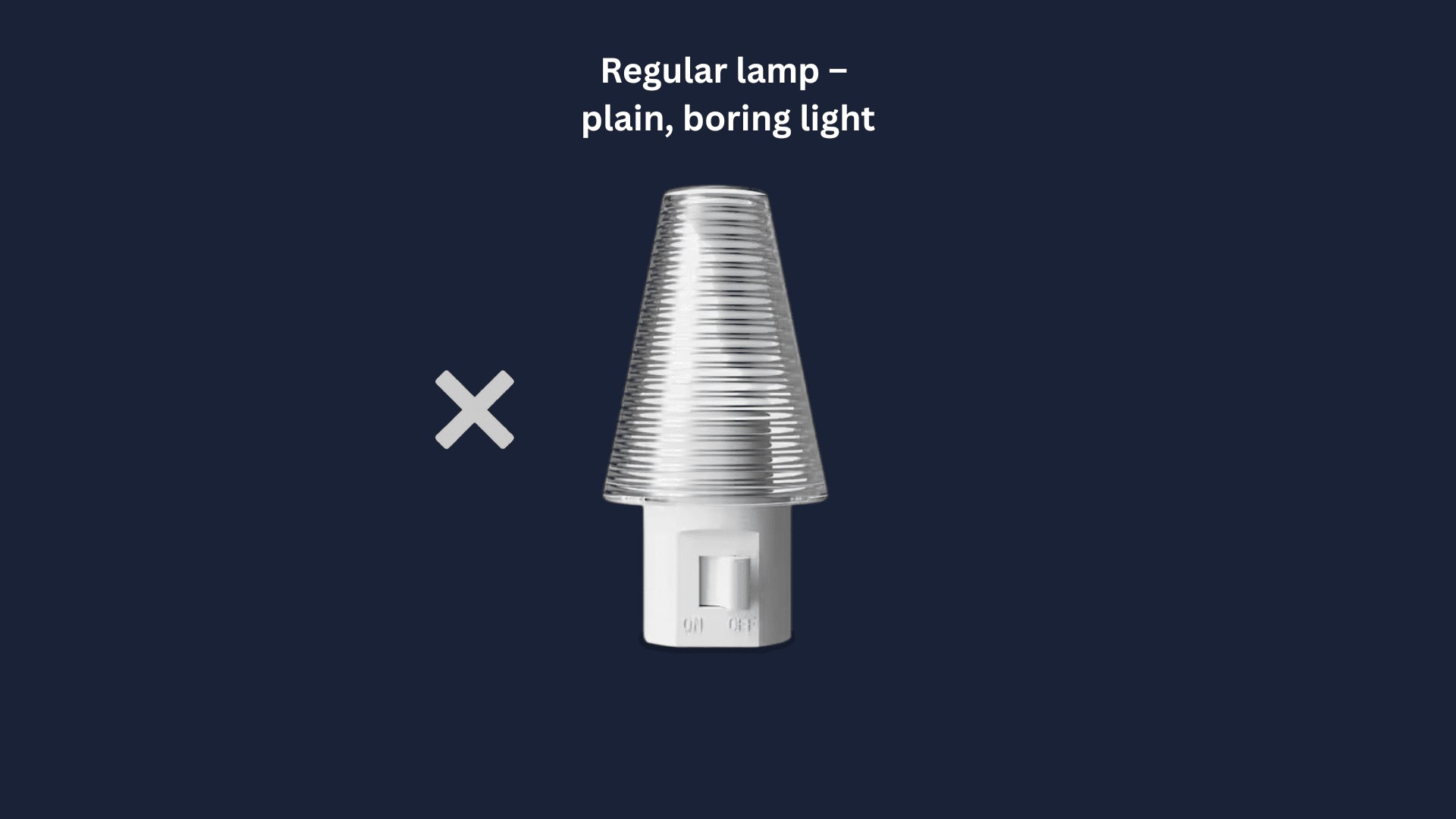 Regular lamp marked with a cross in a comparison banner, emphasizing the immersive and atmospheric experience of the Techify™ sky galaxy projector