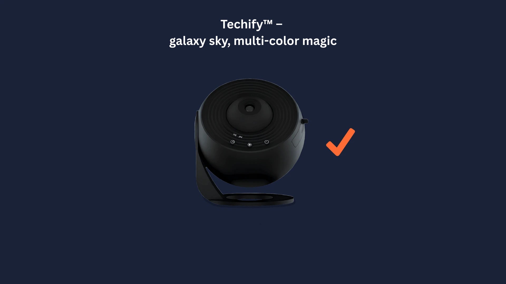 Techify™ sky galaxy projector highlighted with a check mark in a comparison banner, transforming any room with immersive starry night effects