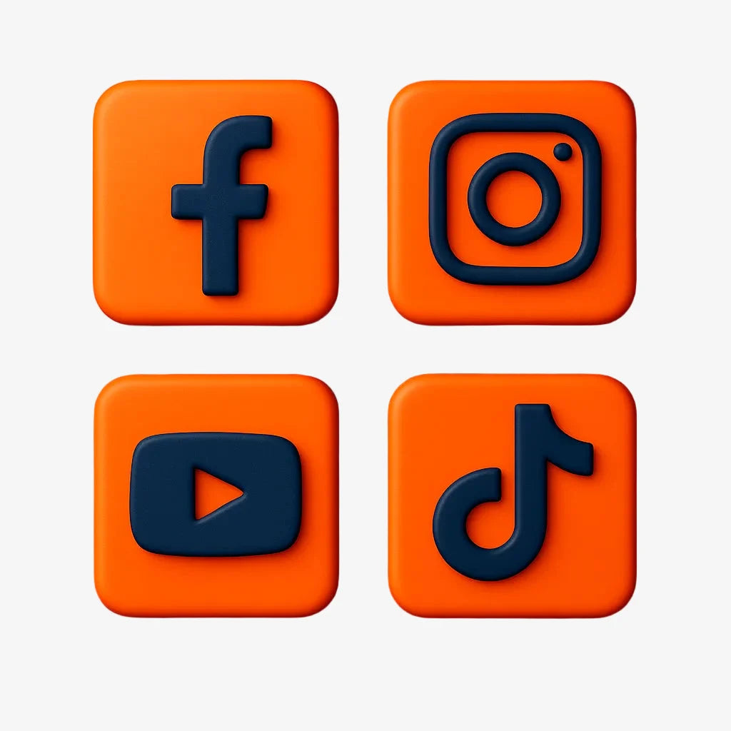Social media icons linking to Techify™'s TikTok, Instagram, YouTube, and Facebook profiles